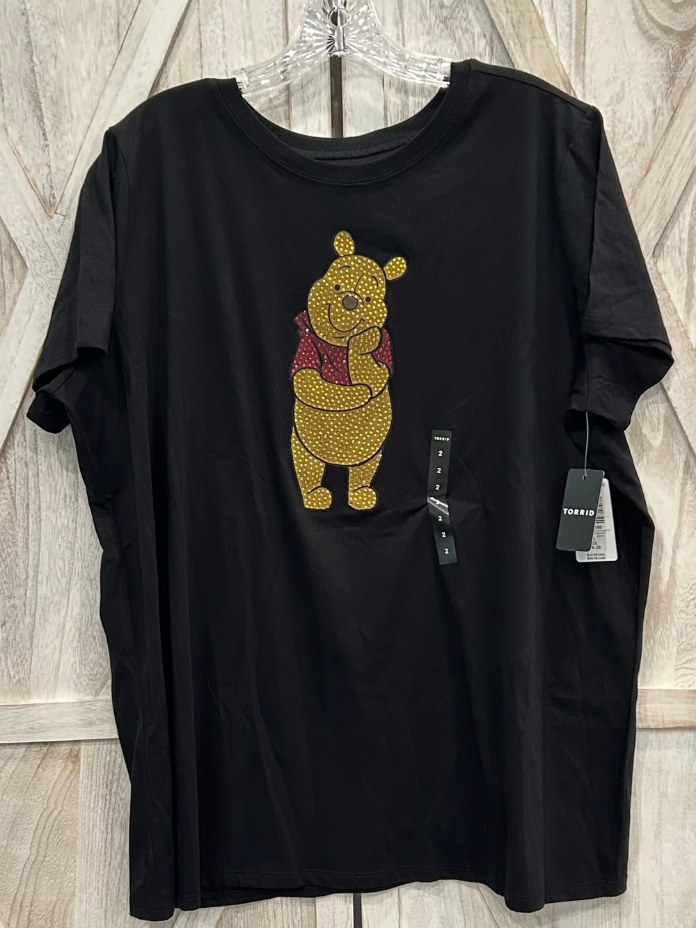 NWT Torrid Disney Winnie the Pooh Rhinestone Women’s 2XL Black Graphic Tee